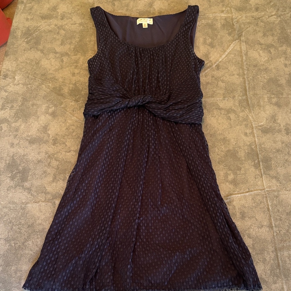 Chic Navy Textured Midi Dress